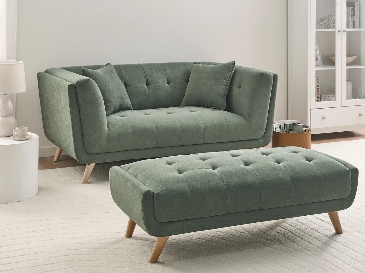 Sofa 2 Seater HABO with Ottoman Fabric Green