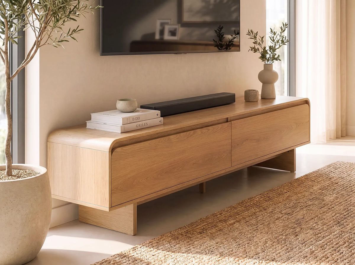 TV Stand DELORAINE Light Brown