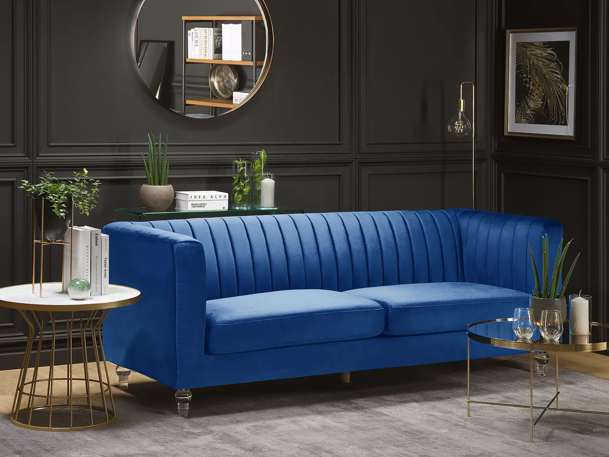 Sofa 3 Seater ARVIKA Velvet Navy Blue