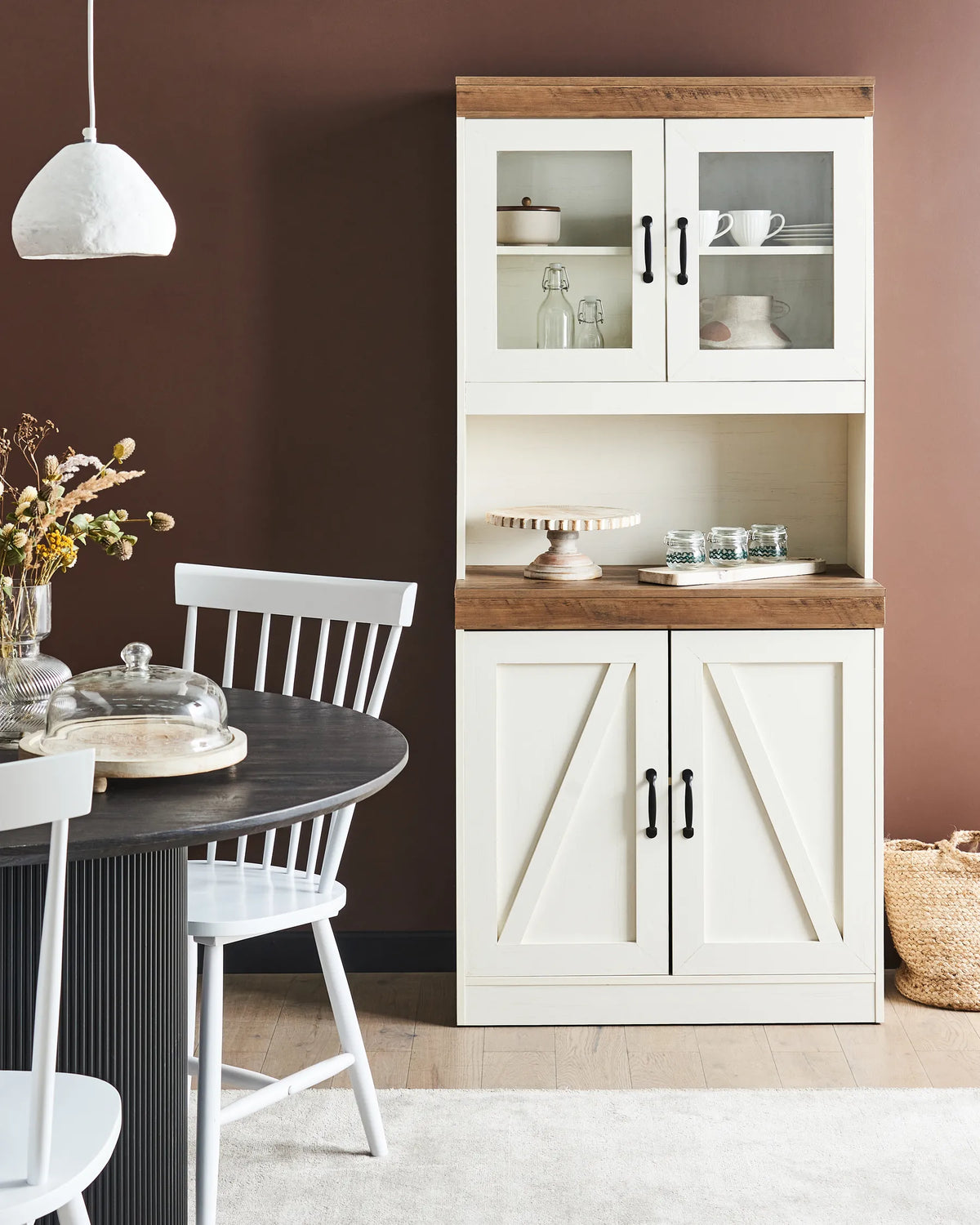 Glass Display Cabinet KALBARRI 80 cm Brown/ White