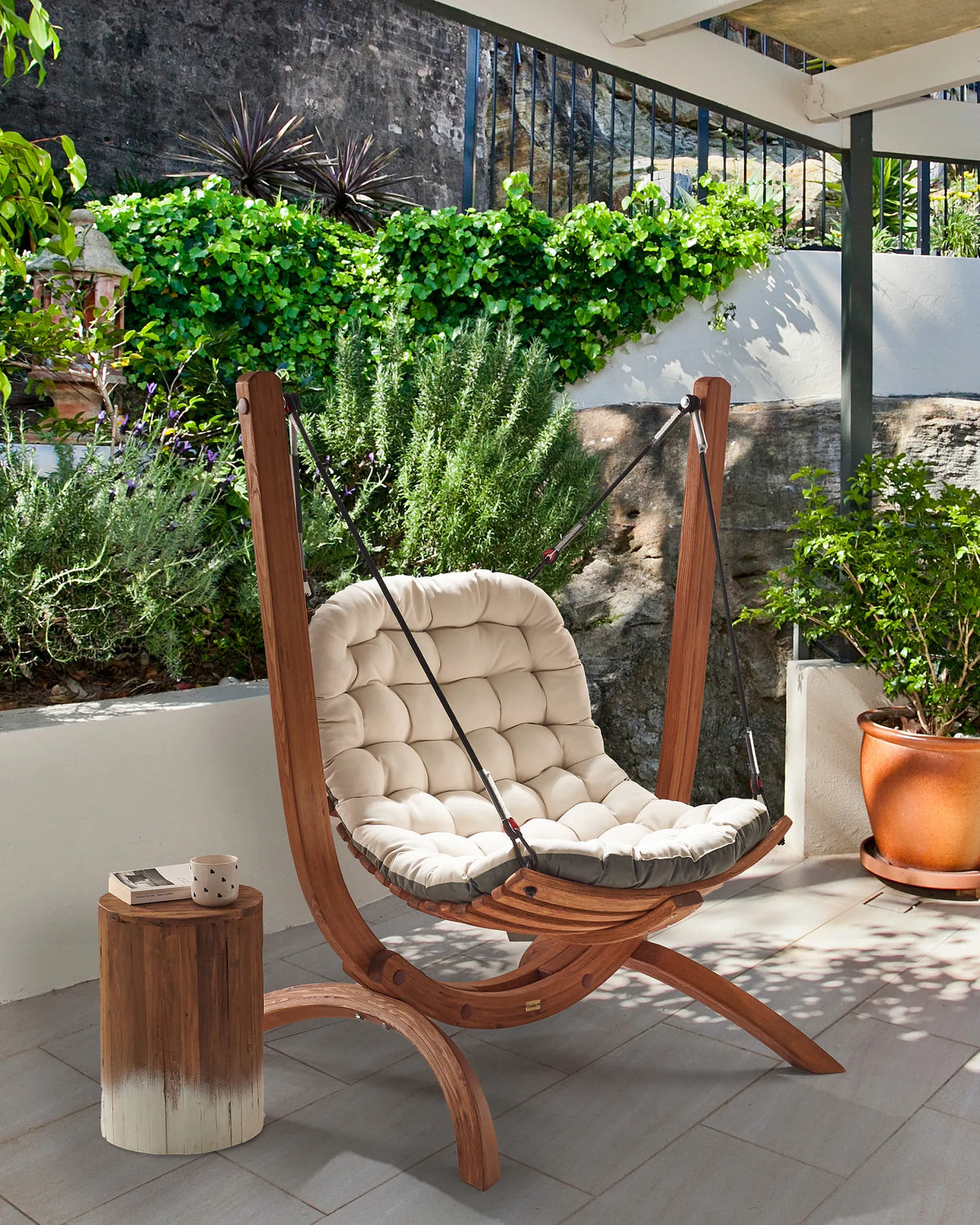 Patio Swing ALLISTE Larch Wood Brown