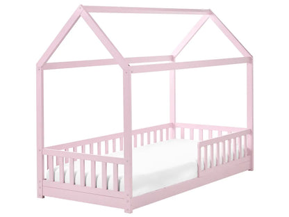 Kids Bed House Pine Wood COSSAYE 90 x 200 cm (EU Single) Pastel Pink
