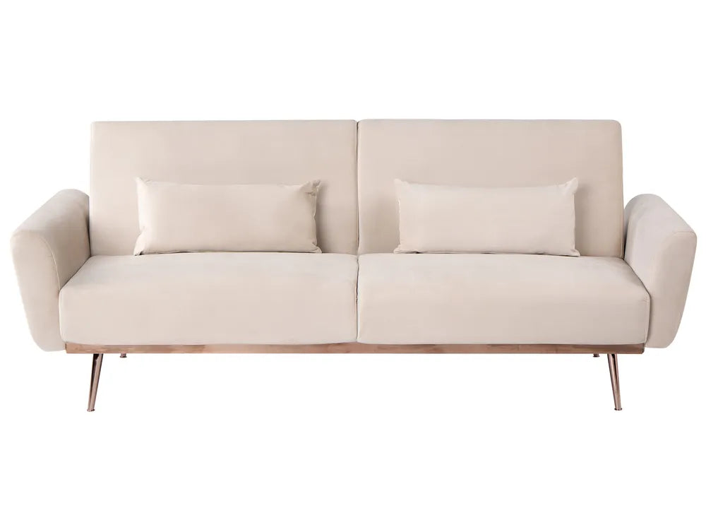 Sofa Bed 3 Seater EINA Velvet Light Beige