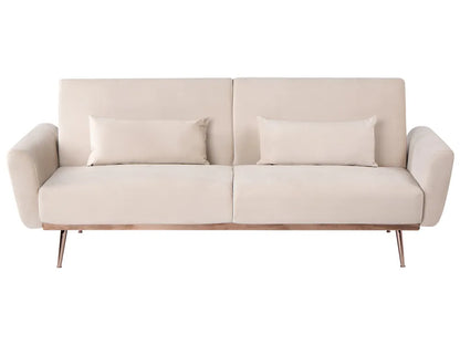 Sofa Bed 3 Seater EINA Velvet Light Beige