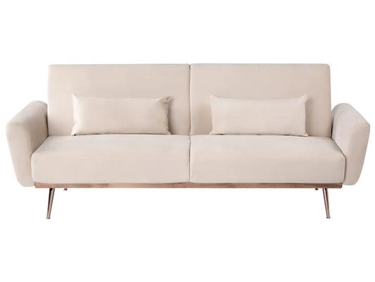 Sofa Bed 3 Seater EINA Velvet Light Beige