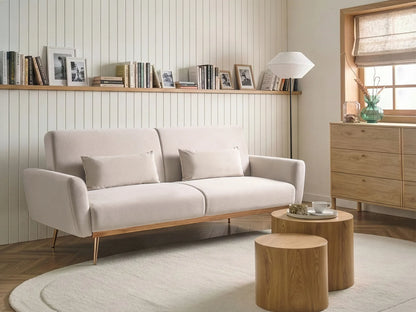Sofa Bed 3 Seater EINA Velvet Light Beige