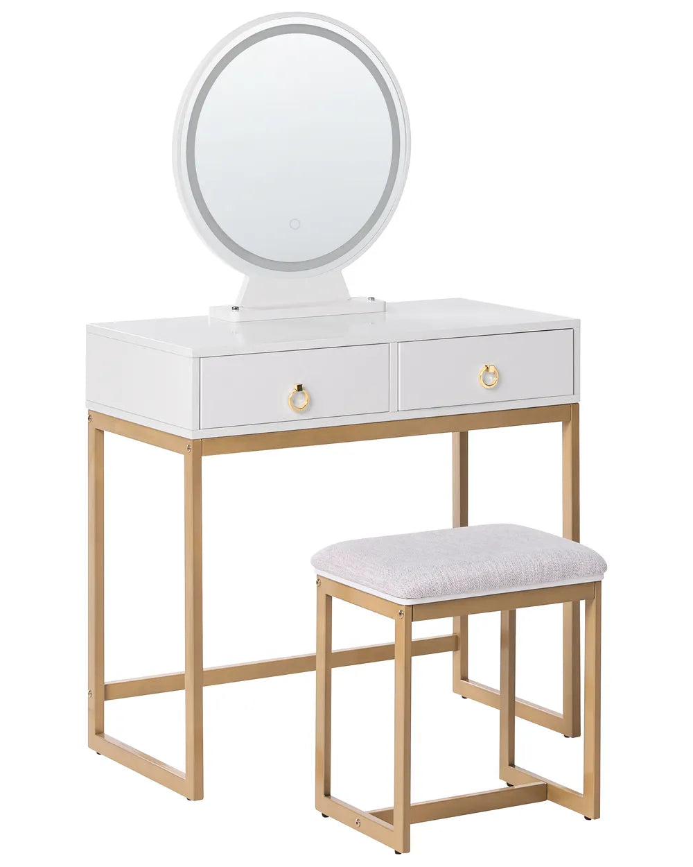 Dressing Table with Mirror and Stool AUXON LED White