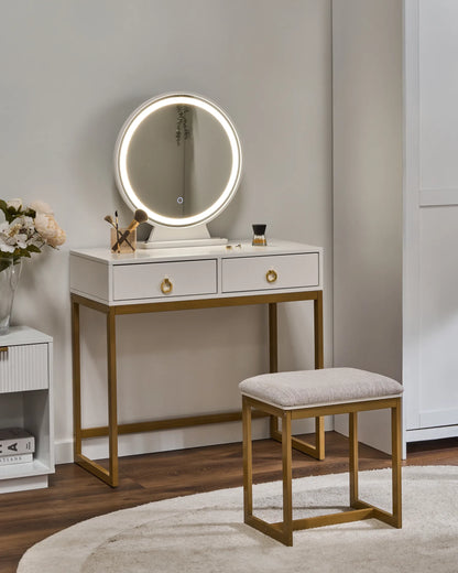 Dressing Table with Mirror and Stool AUXON LED White