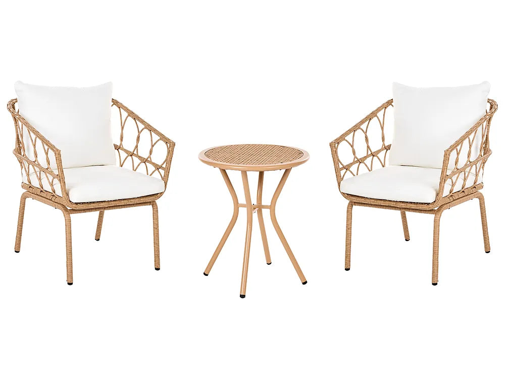 Bistro Set FERLA PE Rattan Light Brown