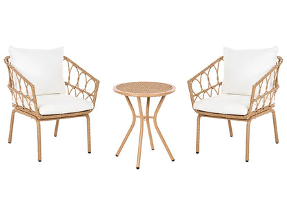 Bistro Set FERLA PE Rattan Light Brown