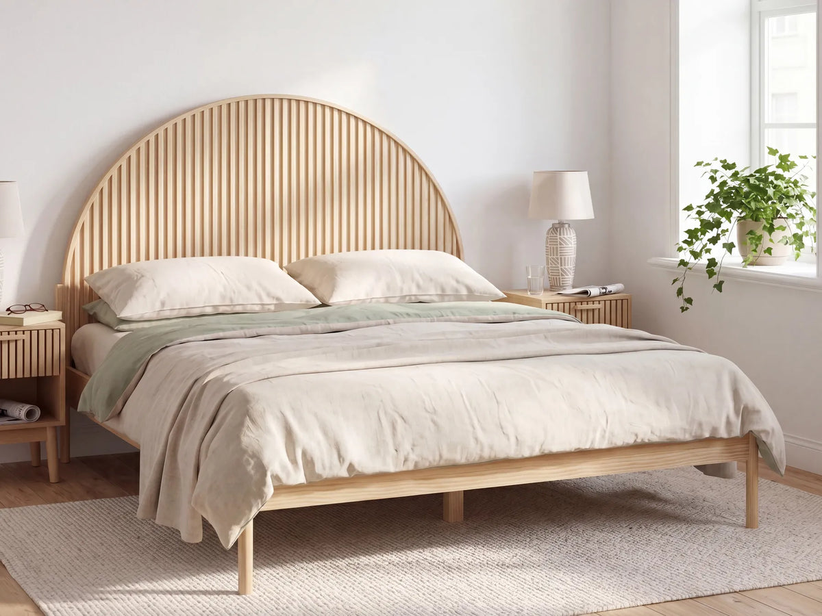Bed Pine Wood MASCORTEL 180 x 200 cm (EU Super King) Light Brown