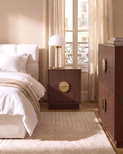 2 Drawer Bedside Table NUMURKAH Dark Brown