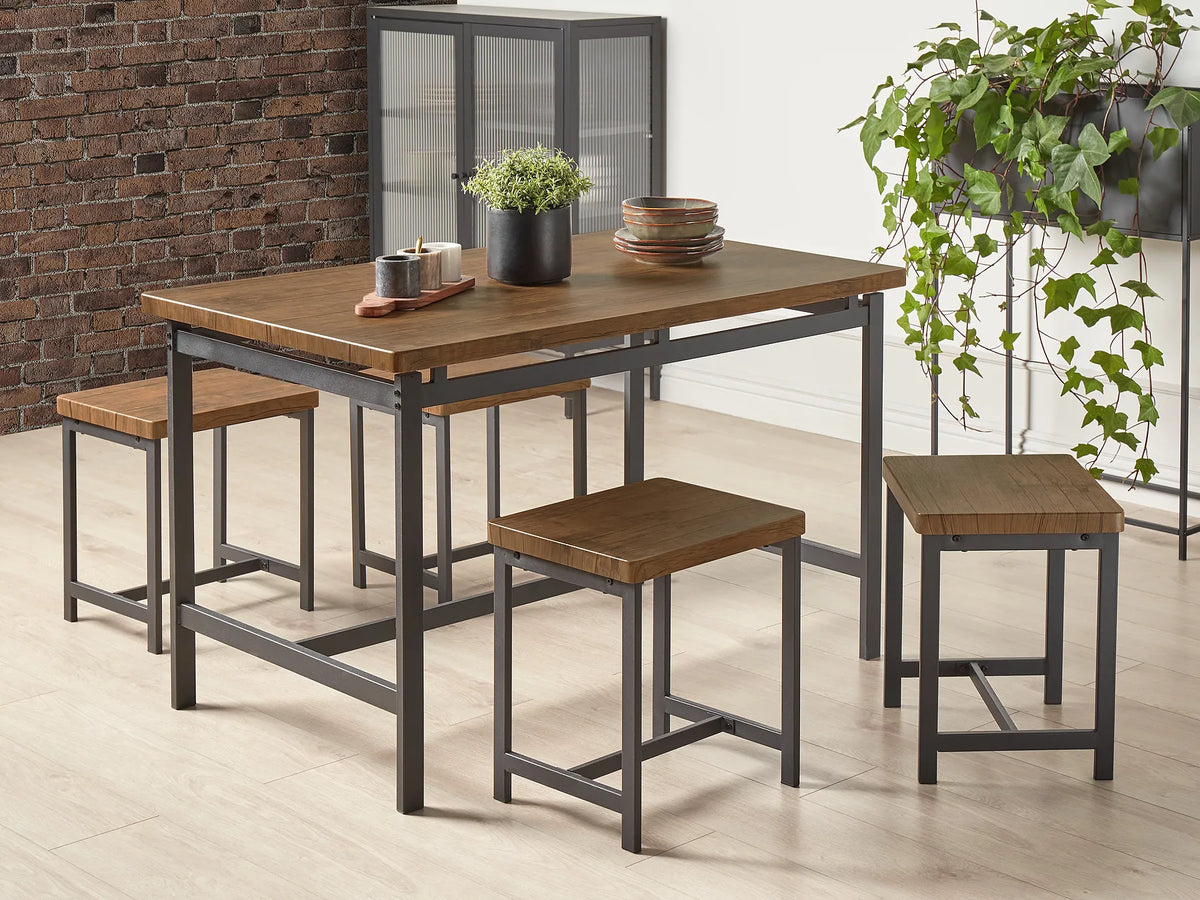 Dining Set ARLINGTON Dark Brown 4 Seater