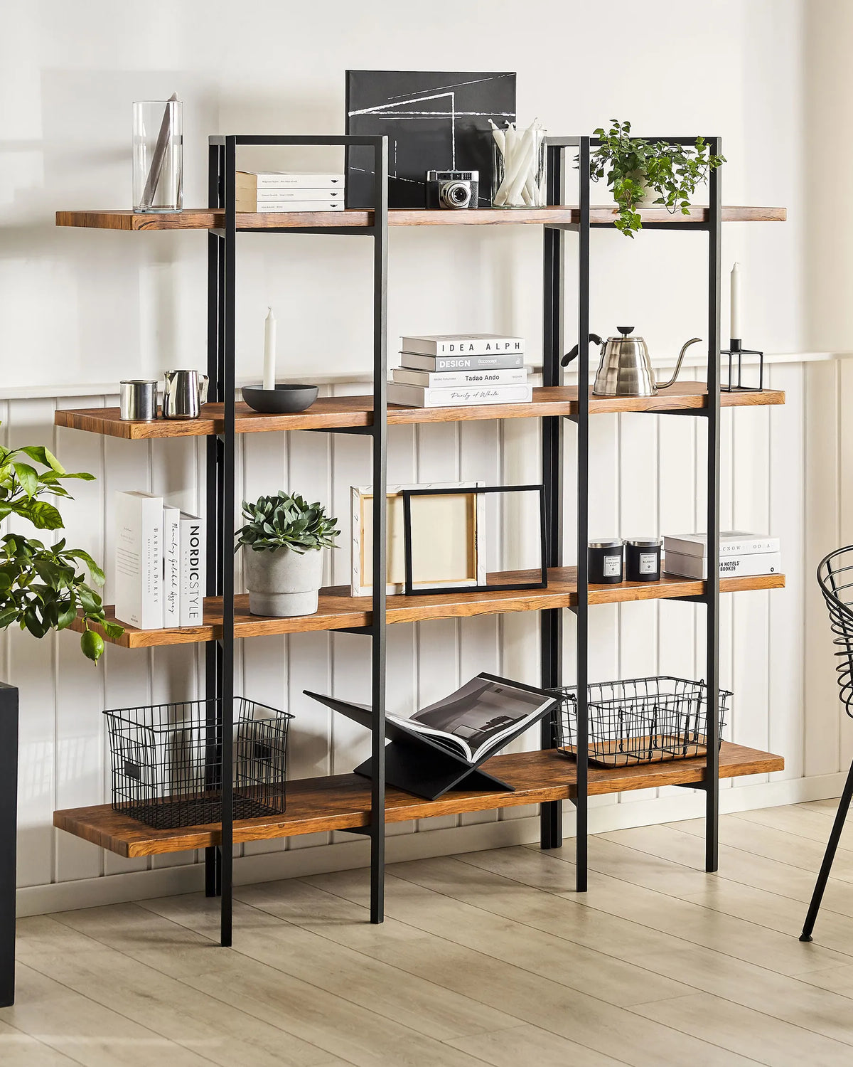 4 Tier Shelving Unit COMPTON 165 cm Dark Brown