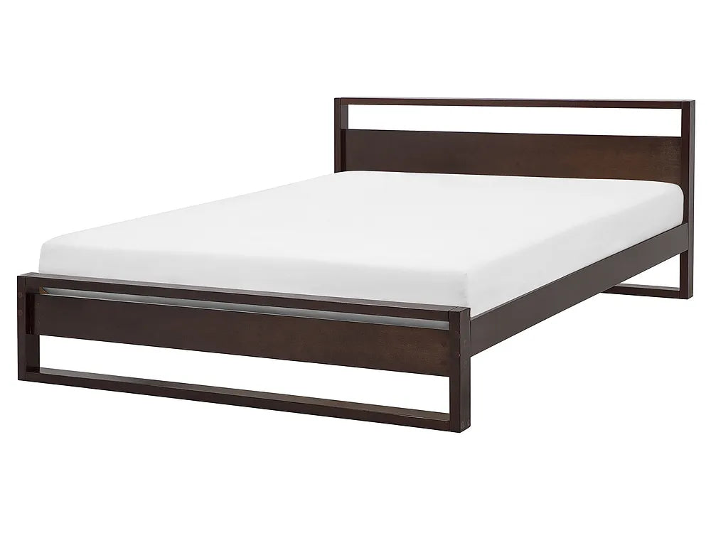 Bed Pine Wood GIULIA 160 x 200 cm (EU King Size) Dark Brown