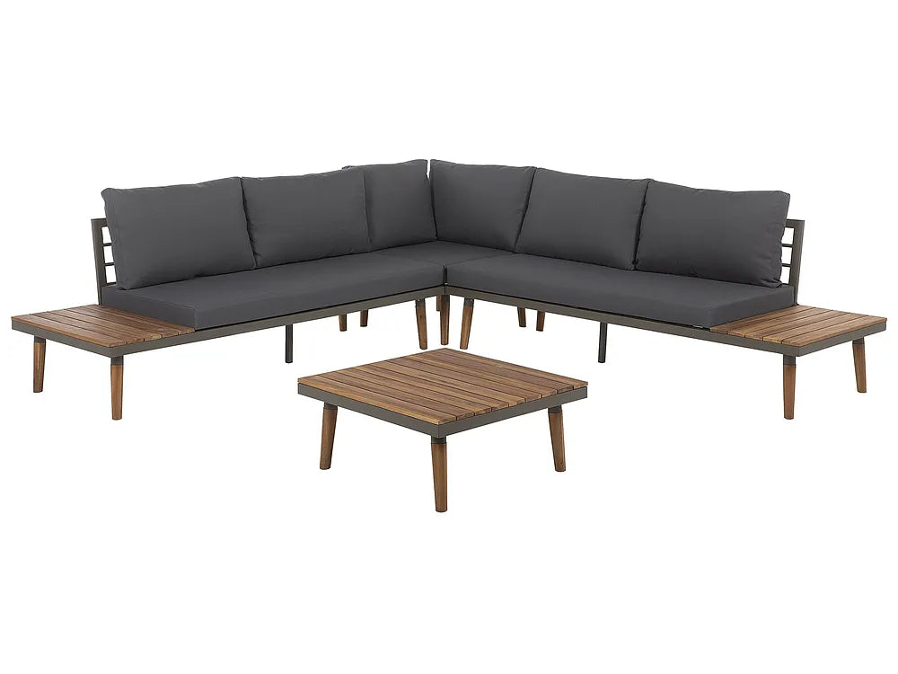 Garden Corner Sofa with Table 5 Seater CORATO Acacia Wood Grey