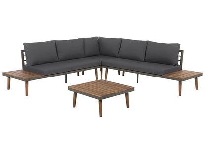 Garden Corner Sofa with Table 5 Seater CORATO Acacia Wood Grey