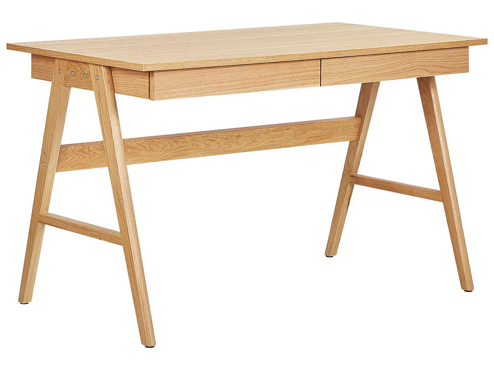 Home Office Desk SHESLAY 120 cm 70 cm with Drawers Light Brown