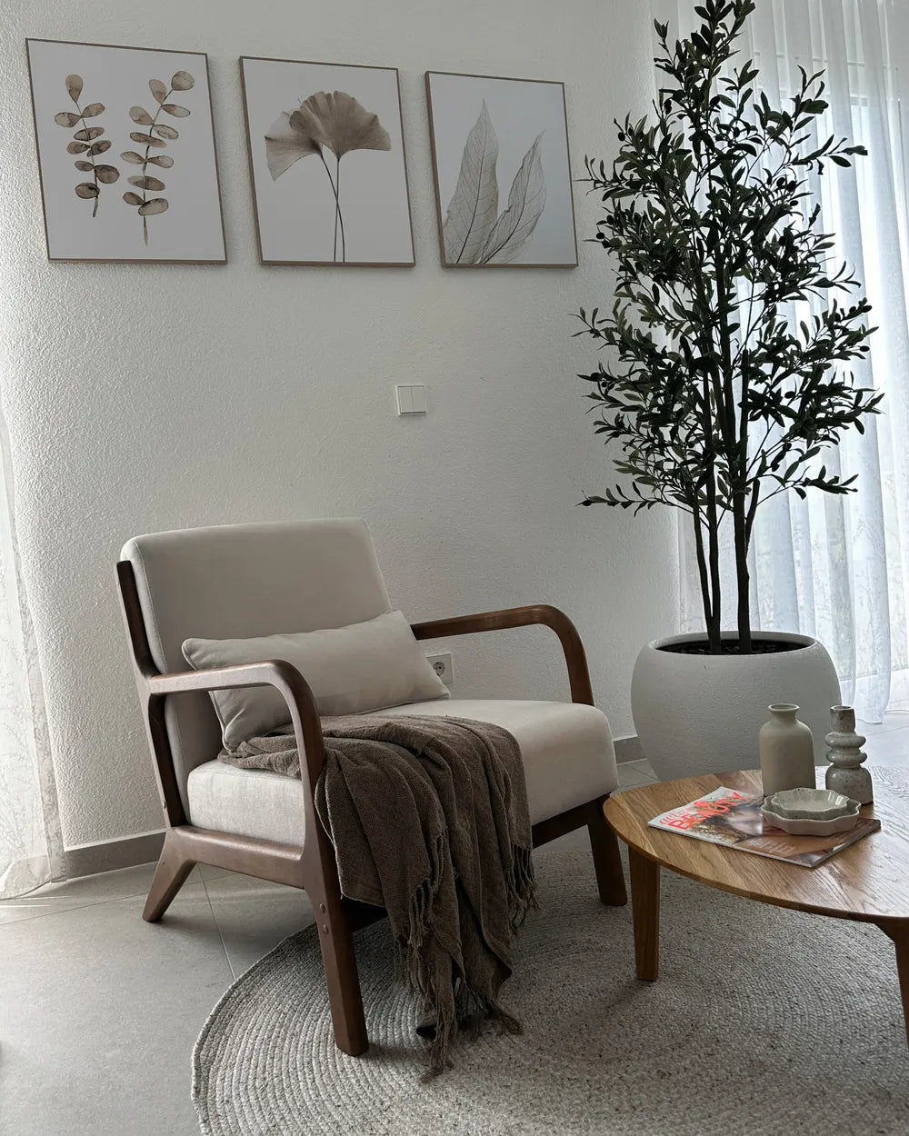 Armchair SKOVDE Fabric Light Beige