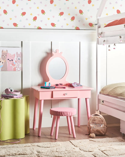 Kids Vanity Table with Stool MARGIE Pink