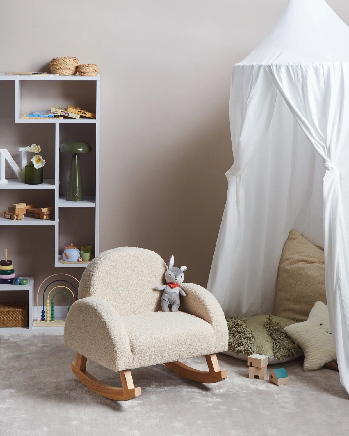 Kids Rocking Chair HUG Boucle Light Beige